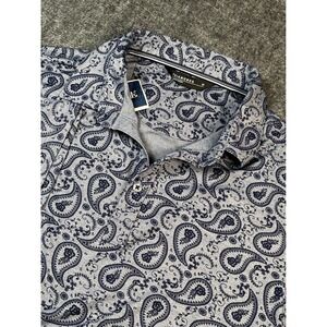 7 Diamonds Men's Paisley Print Polo Shirt Short Sleeve -‎ Size Medium new